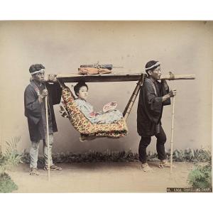 Photographie. Kusakabe Kimbei, Kago, une chaise à porteurs, Japon, 19e siècle 