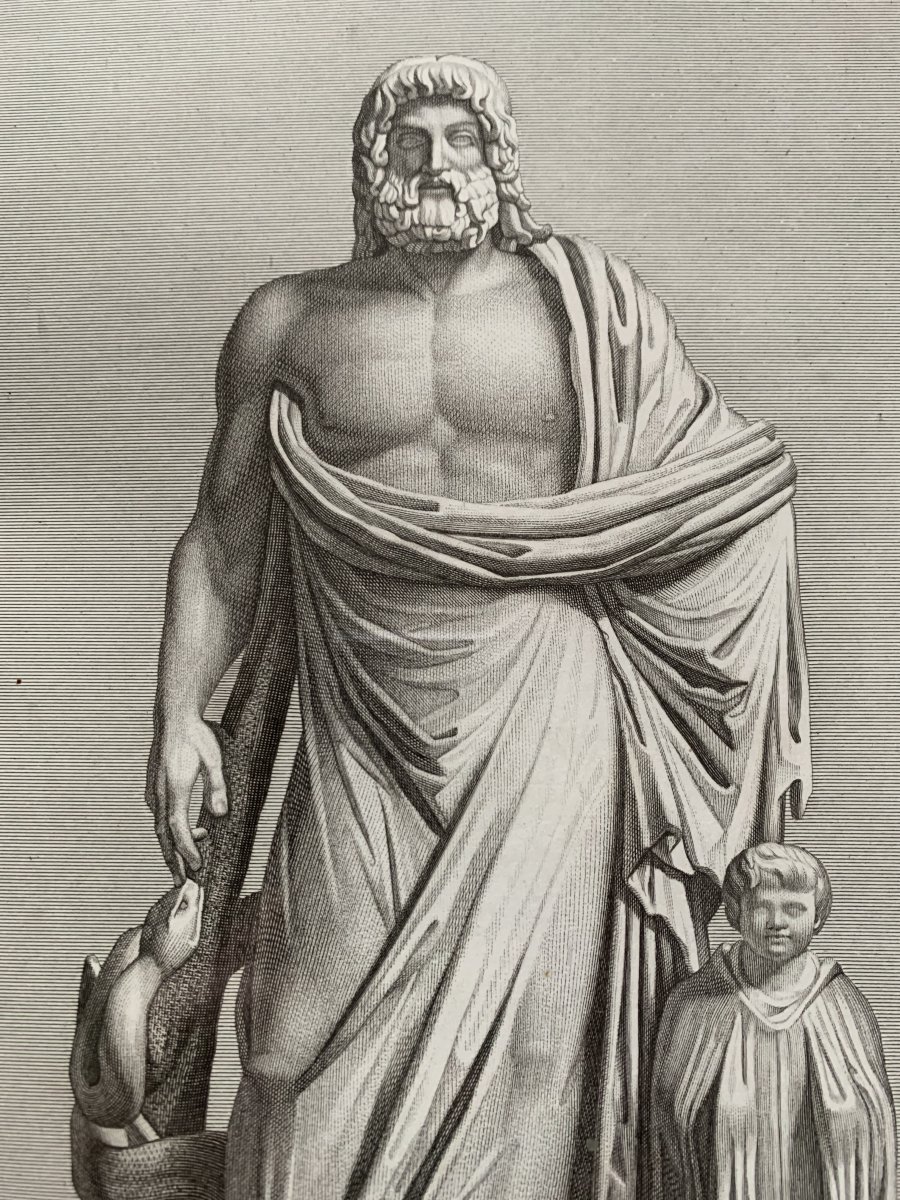 Gravure Représentant la statue d'Esculape Et Telesphore-photo-3