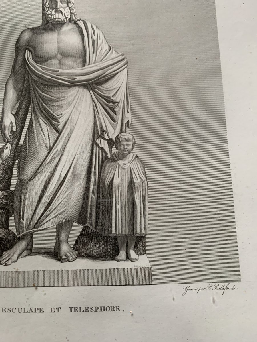 Gravure Représentant la statue d'Esculape Et Telesphore-photo-2