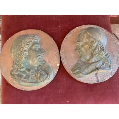 Pair Of Moliere And Corneille Medallions