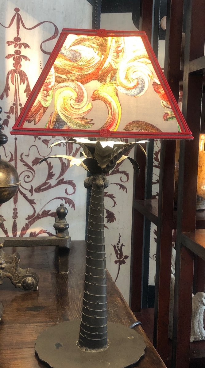 Coconut Tree Lamp In Wrought And Wrought Iron 