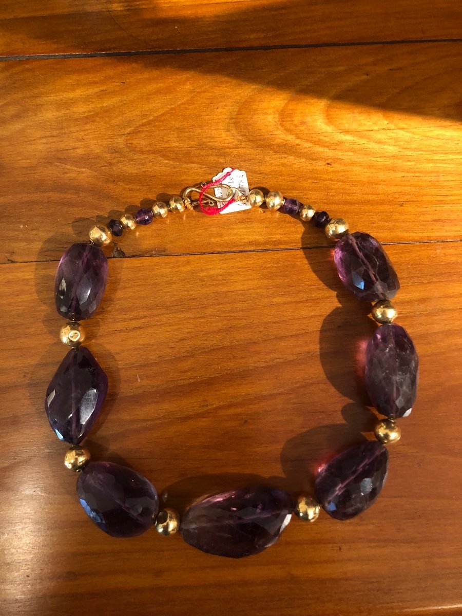 Amethyst And Gold Necklace