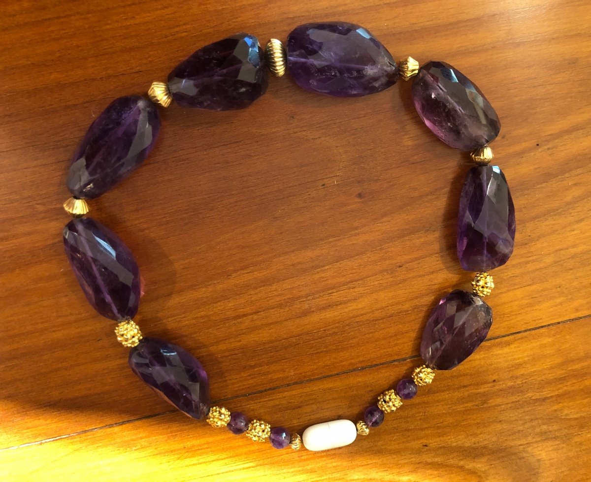 Collier D’améthystes Et Vermeil -photo-2