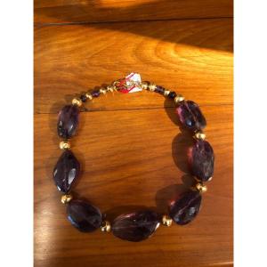 Amethyst And Gold Necklace