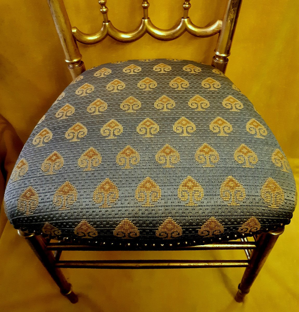 Pair Of Chairs Upholstered In Golden Wood Napoleon III 19th-photo-4