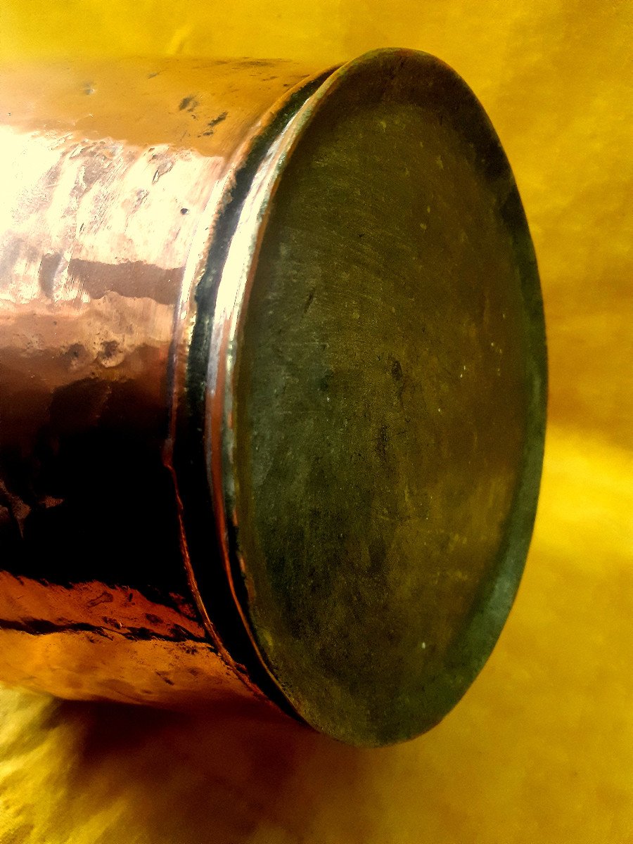 Grand Pot Pichet Broc Verseuse à Couvercle Ansée Cuivre Fabrication Artisanal 19éme-photo-5