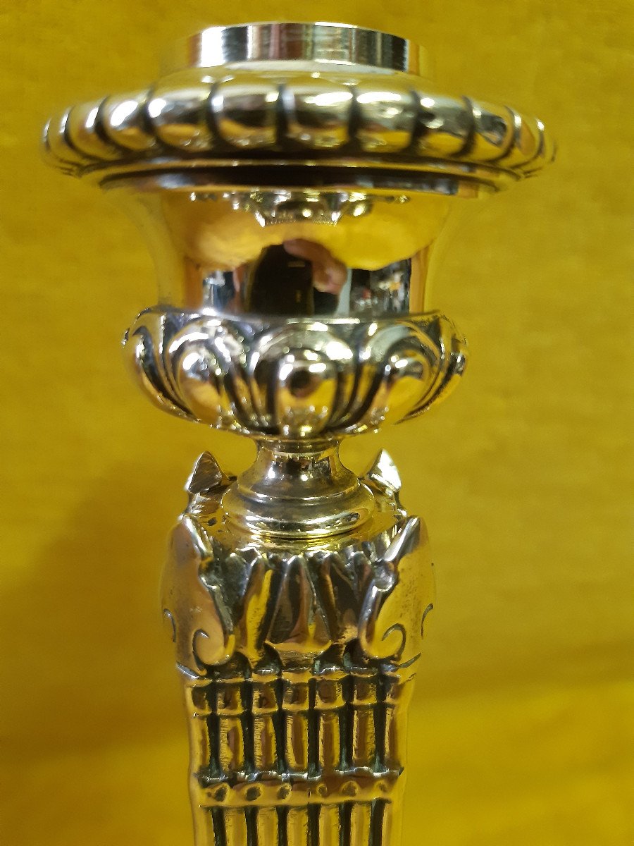 Candlestick Candlestick Bronze St Lxvi 18th Dolphins Beam Of Lictor Fleur De Lys-photo-2