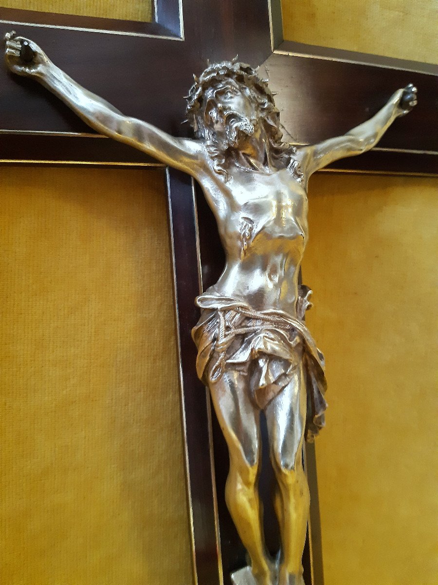 Large Christ In Bronze And Rosewood Cross By A.hardy Under Napoleon III 19th-photo-1