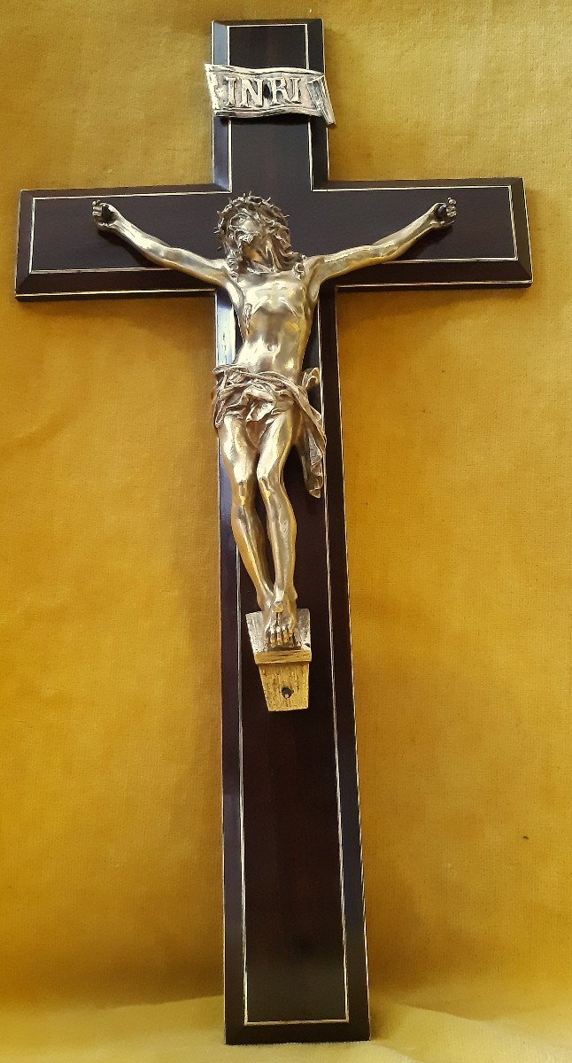 Large Christ In Bronze And Rosewood Cross By A.hardy Under Napoleon III 19th-photo-8