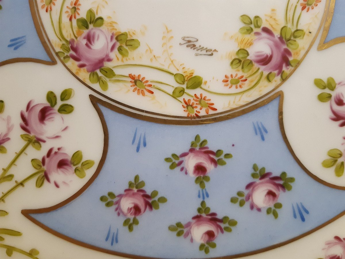 Large Limoges Porcelain Dish Painted By Paillet Decorator With Its Removable Frame XXth-photo-2