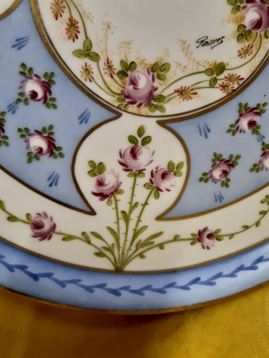 Large Limoges Porcelain Dish Painted By Paillet Decorator With Its Removable Frame XXth-photo-4