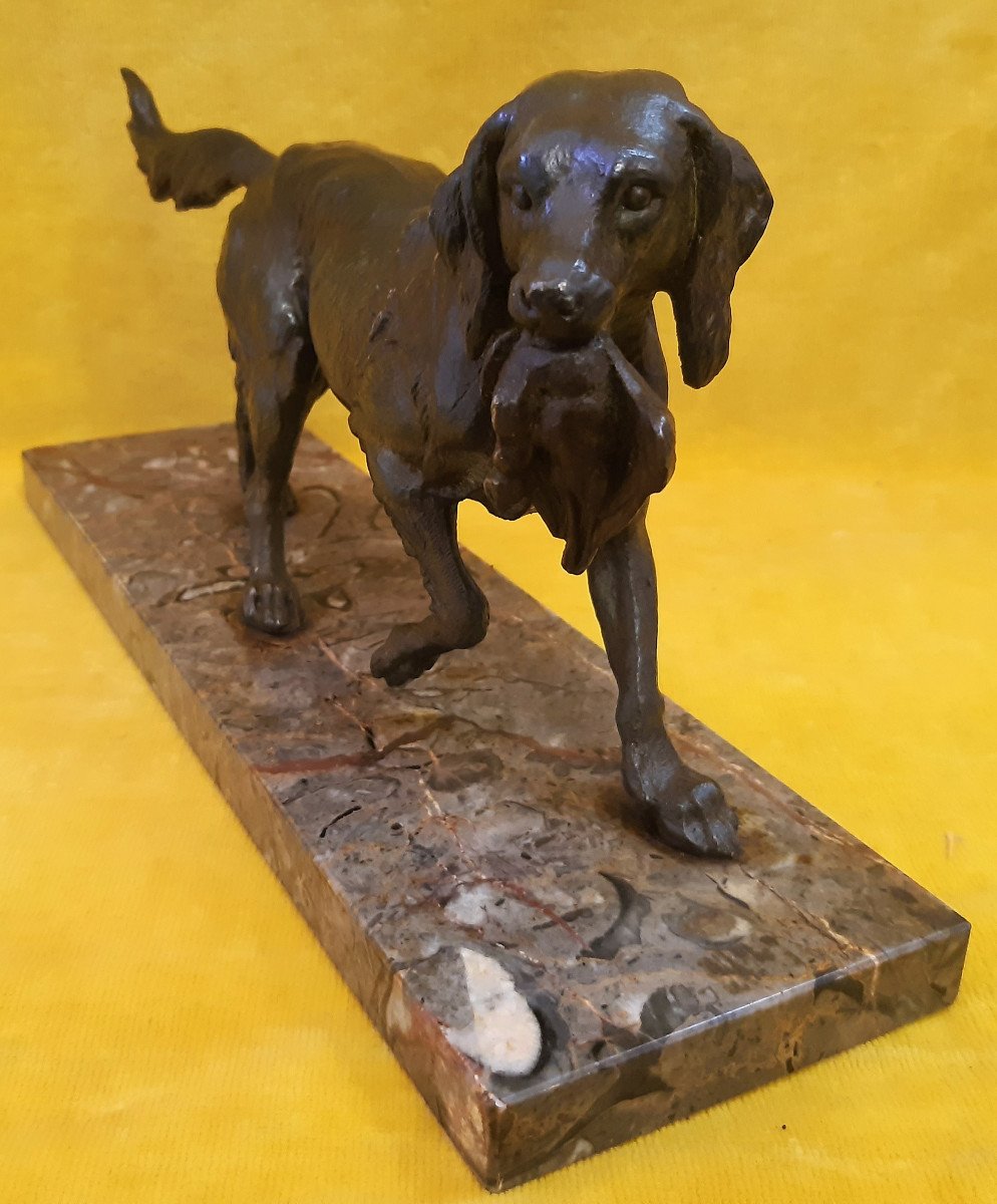 Spaniel Hunting Dog In Motion And Game On Marble Type Moigniez, Mène, Barry...19th-photo-4