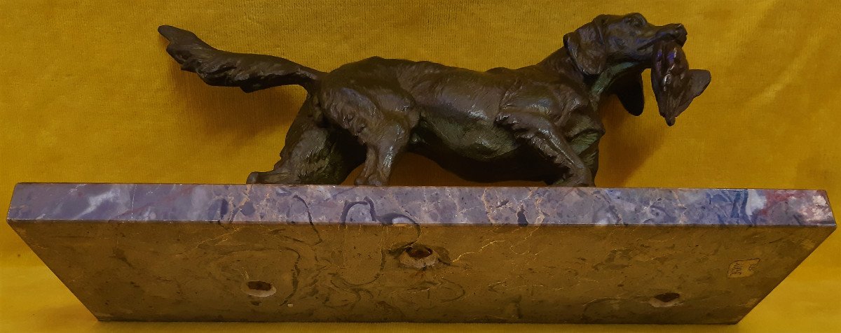 Spaniel Hunting Dog In Motion And Game On Marble Type Moigniez, Mène, Barry...19th-photo-4