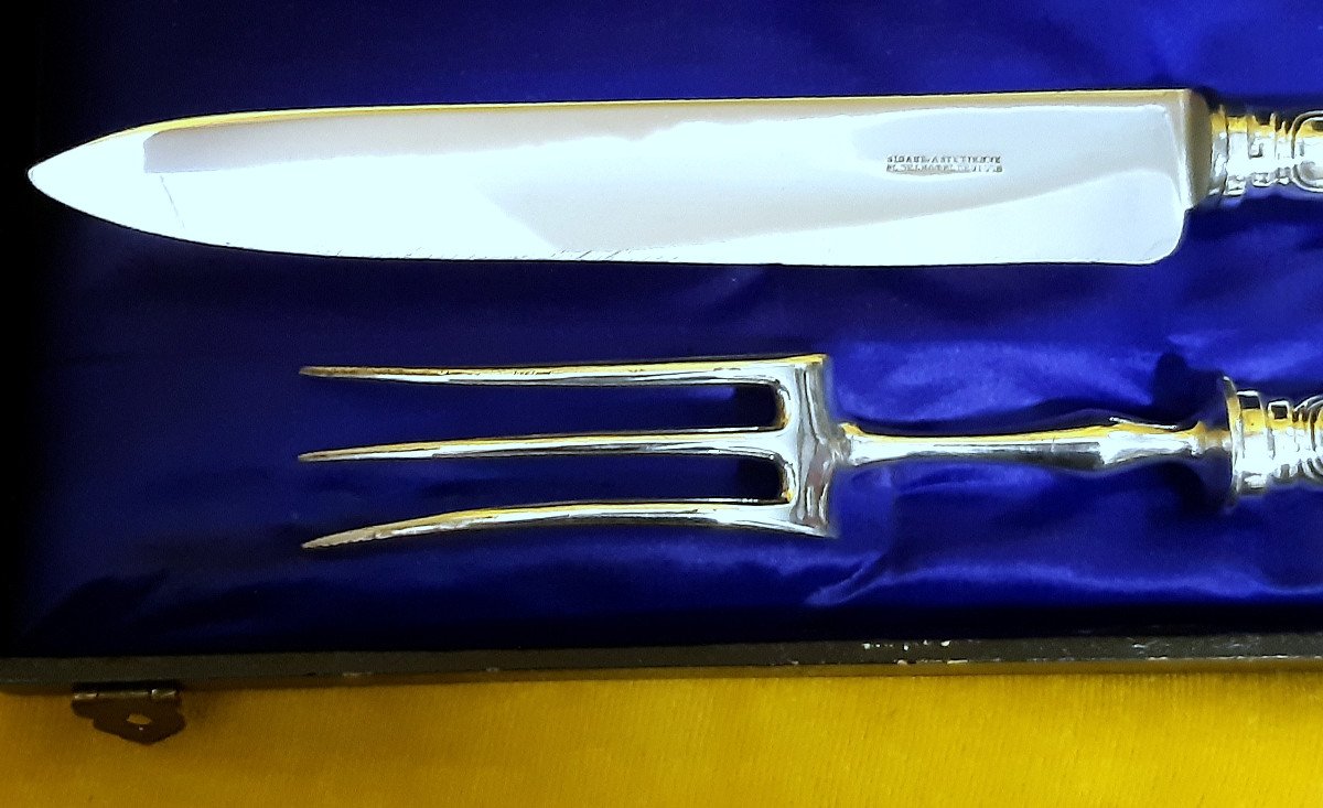 Carving Service Large Goldsmith's Knife And Fork Hallmark Christofle St Lxvi-photo-4