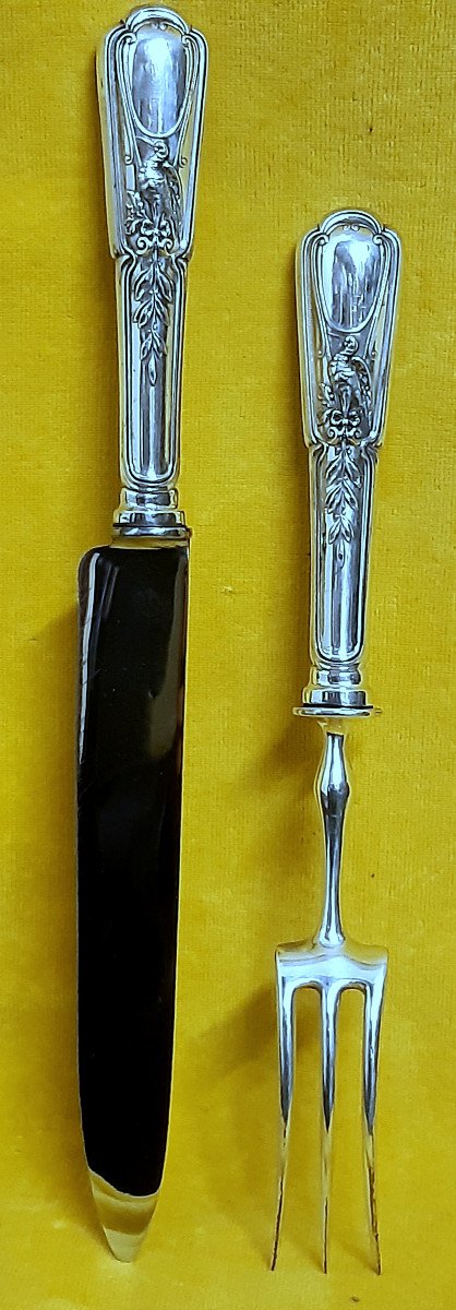 Carving Service Large Goldsmith's Knife And Fork Hallmark Christofle St Lxvi