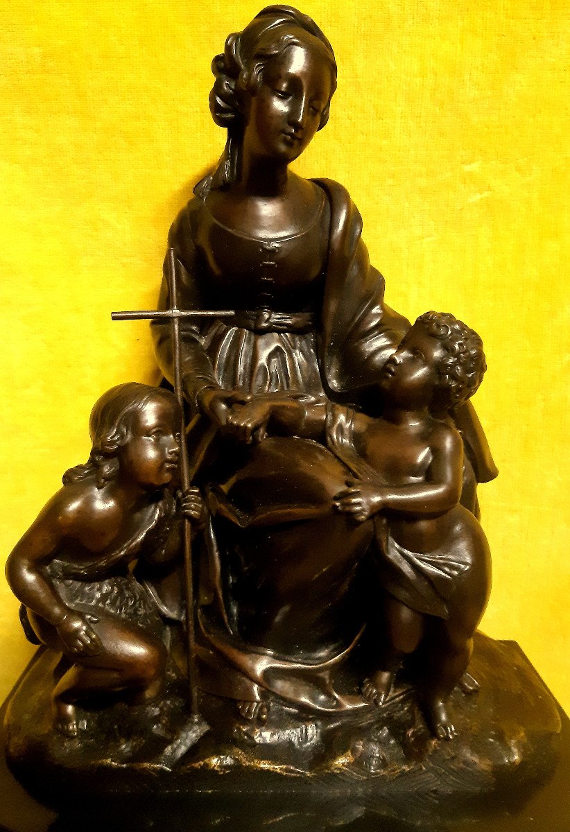 Carpenter Founder Bronze Paris Virgin And Child And St John Pendulum 19th-photo-2