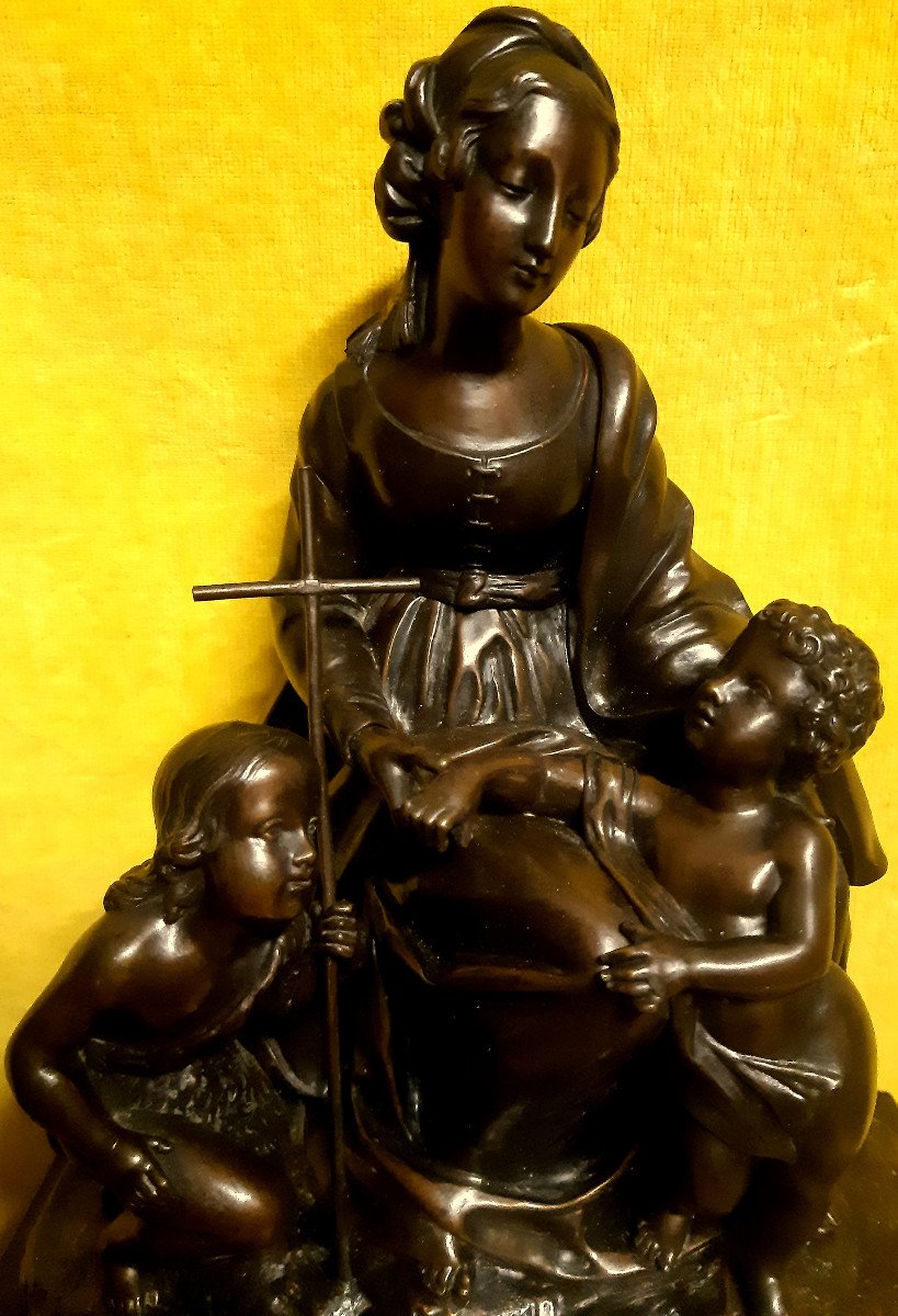 Carpenter Founder Bronze Paris Virgin And Child And St John Pendulum 19th-photo-3