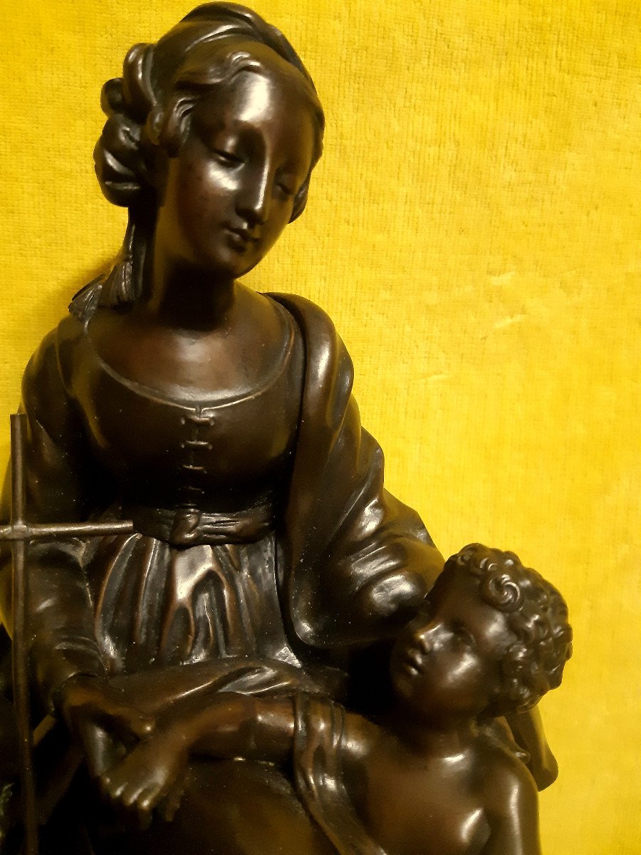 Carpenter Founder Bronze Paris Virgin And Child And St John Pendulum 19th-photo-3