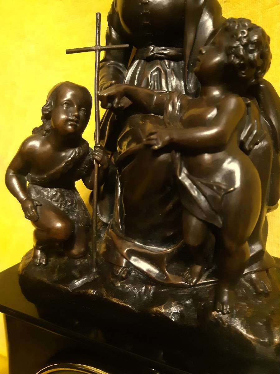Carpenter Founder Bronze Paris Virgin And Child And St John Pendulum 19th-photo-4
