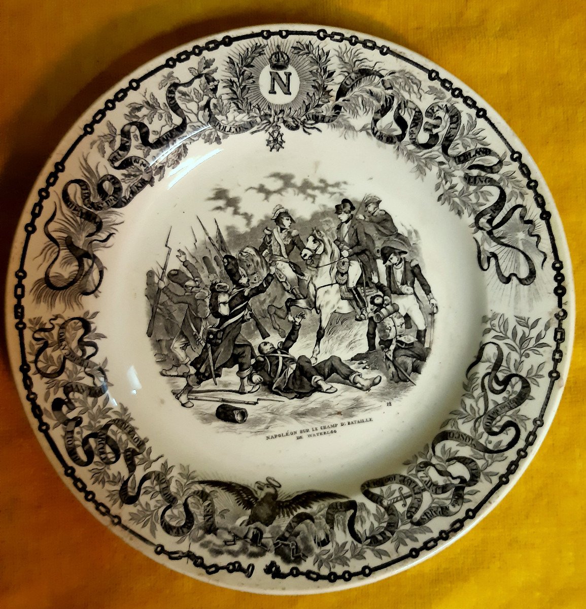 Napoleon Egyptian Campaign, Waterloo… 6 Earthenware Plates Sarreguemines 19th-photo-3