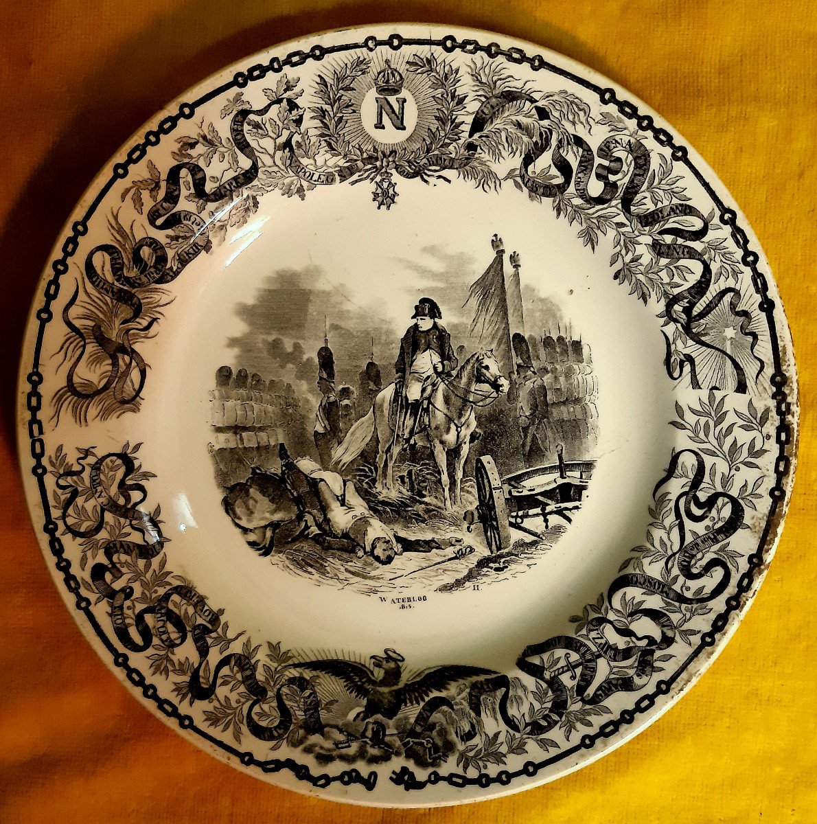 Napoleon Egyptian Campaign, Waterloo… 6 Earthenware Plates Sarreguemines 19th-photo-2