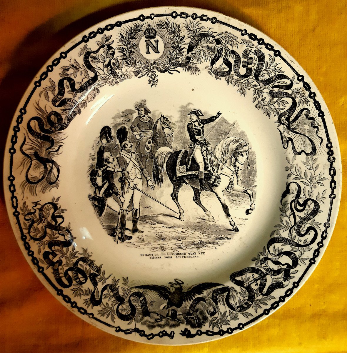 Napoleon Egyptian Campaign, Waterloo… 6 Earthenware Plates Sarreguemines 19th-photo-3