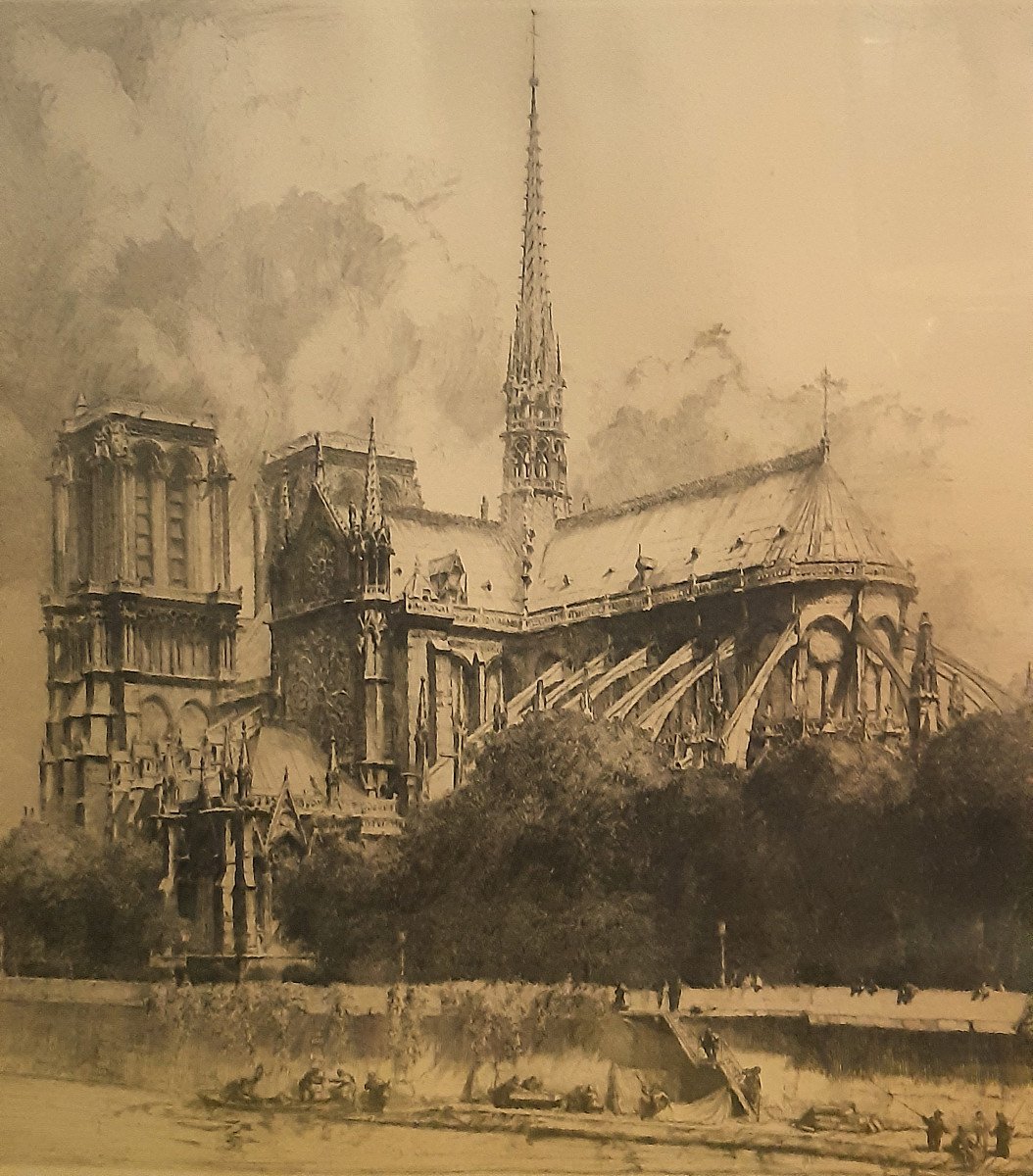 Abside de Notre Dame de Paris Chalcographie du Louvre de Louis ORR (1879-1961)