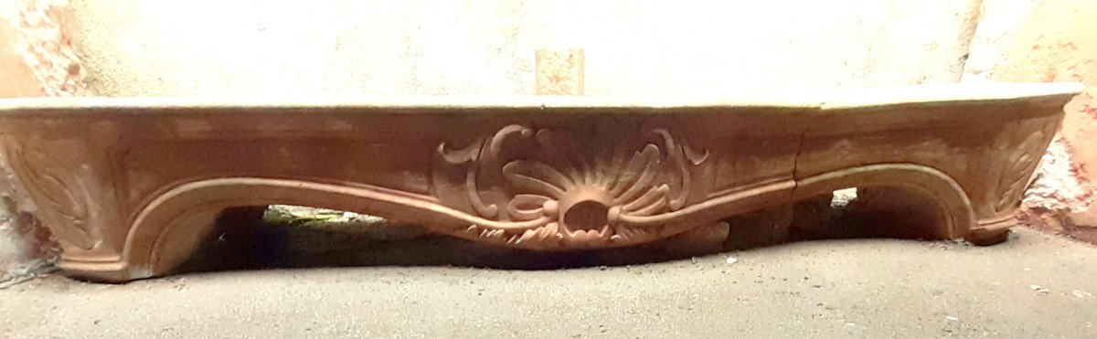 Carved Shell Fireplace Rocaille St Lxv 17-18th Rose Stone Of Burgundy To Be Restored -photo-2