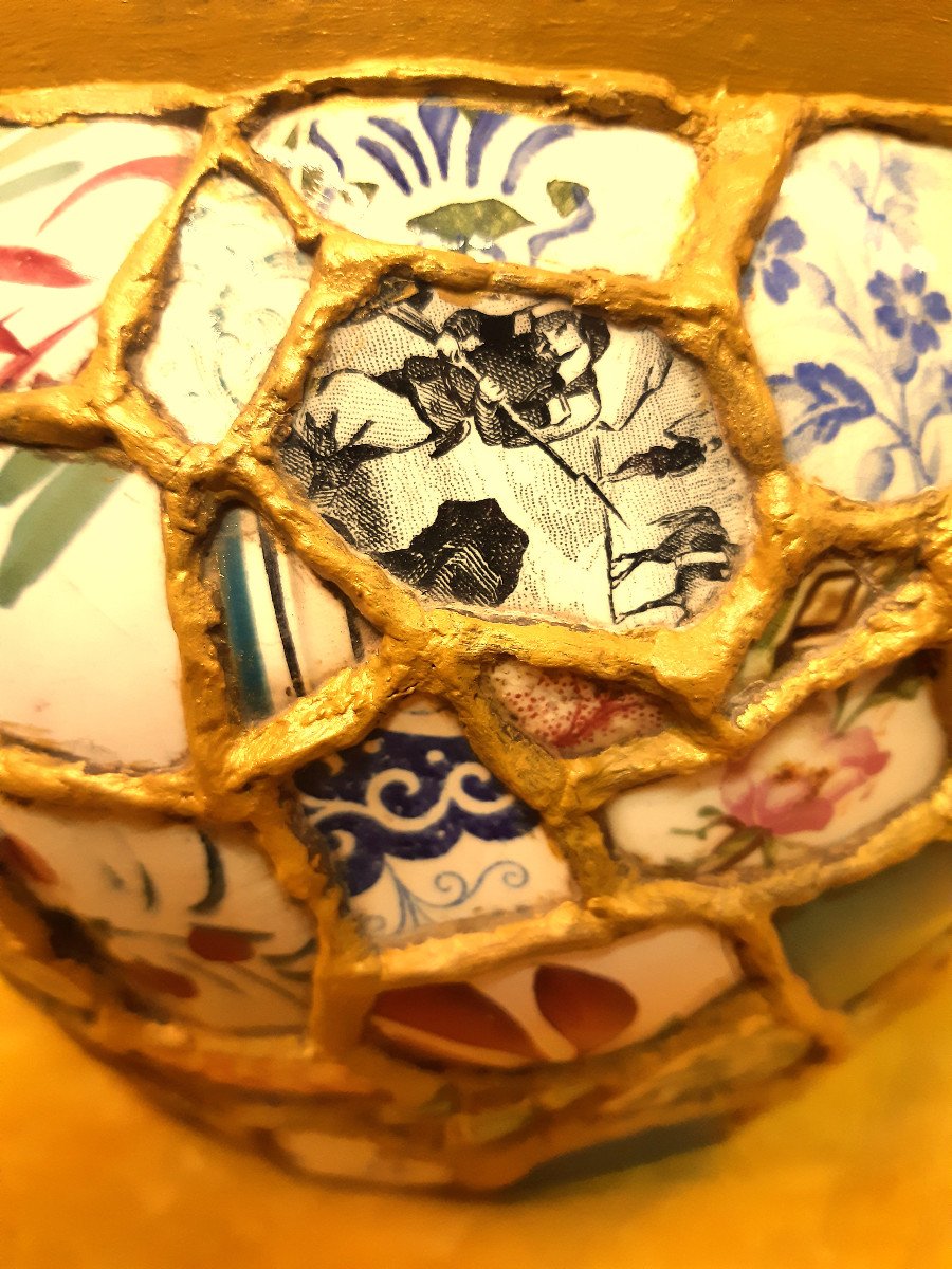 Cache Pot Faïence Couverte d’une Mosaïque de Vaisselles Diverses Technique" Picassiette"20éme-photo-1
