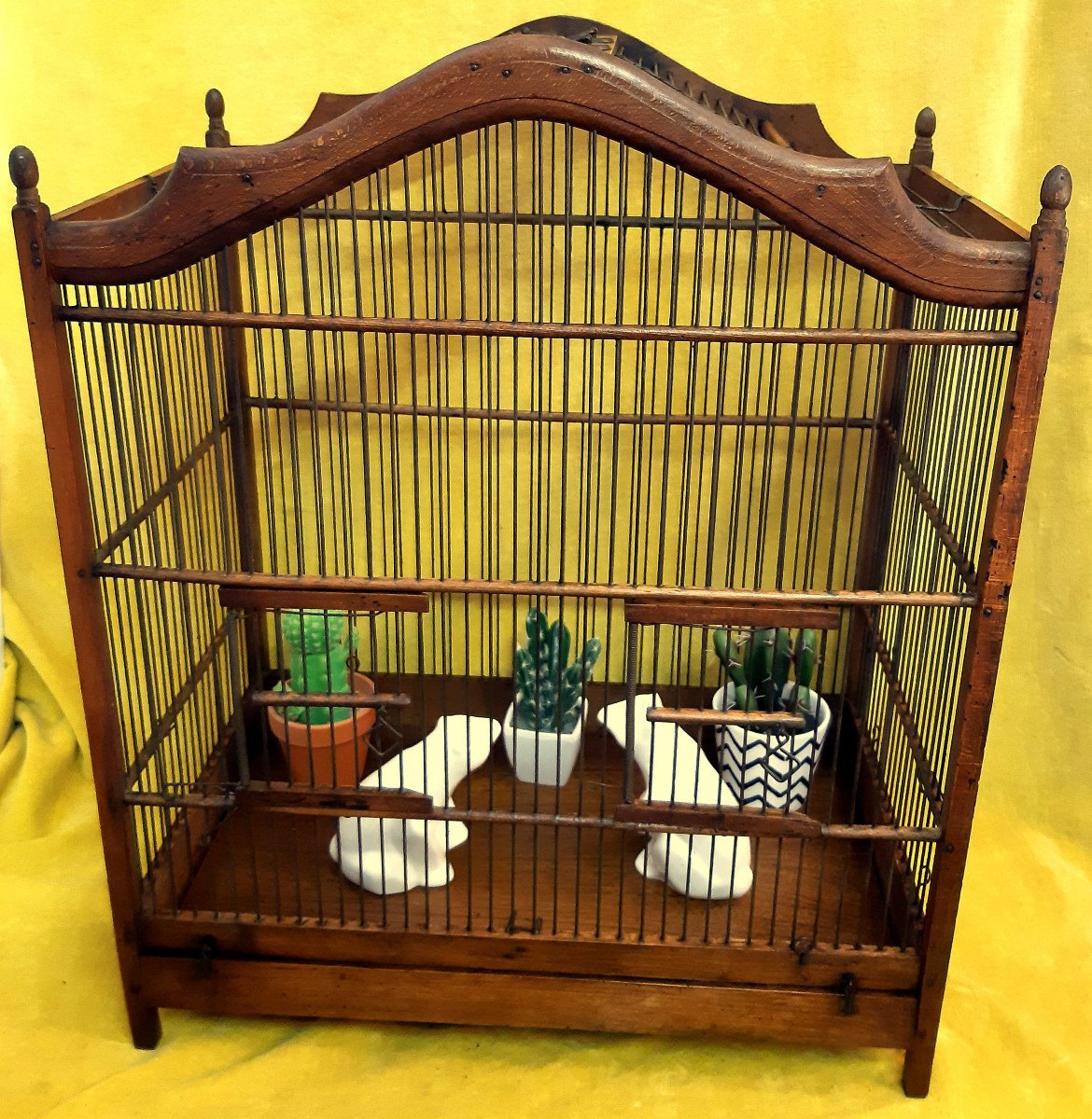 Cage à Oiseaux Bois Et Métal Forme Style Lxv « 1900 »-photo-8