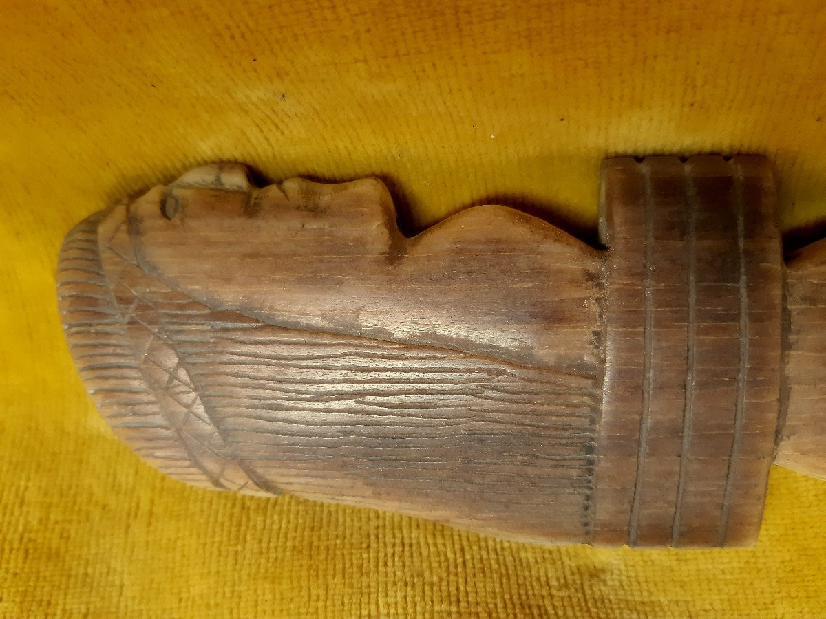 Swordfish Rostrum Carved In Saber And Engraved With Man's Head And Fish-photo-4