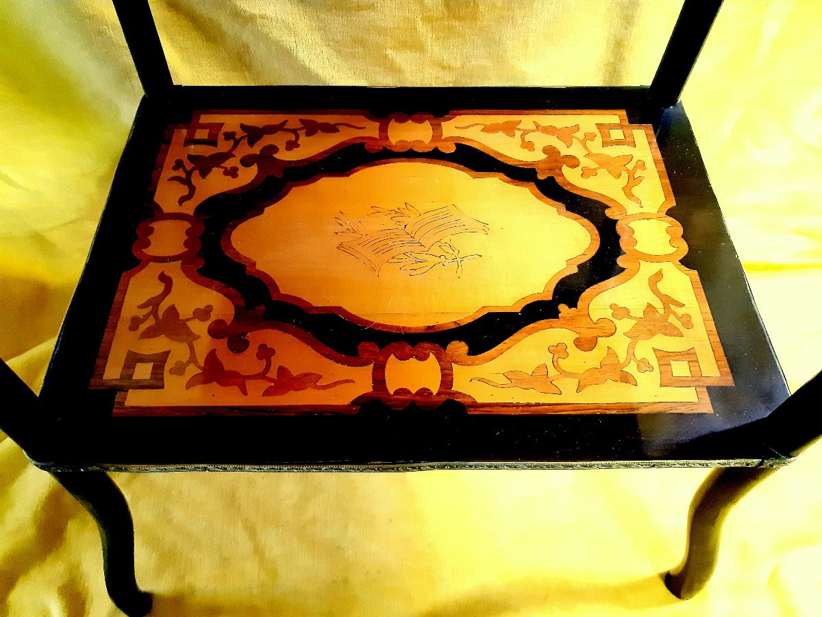 Shelf Partition Holder Stand Marquetry Napoleon III Attributed To Music 19th-photo-1