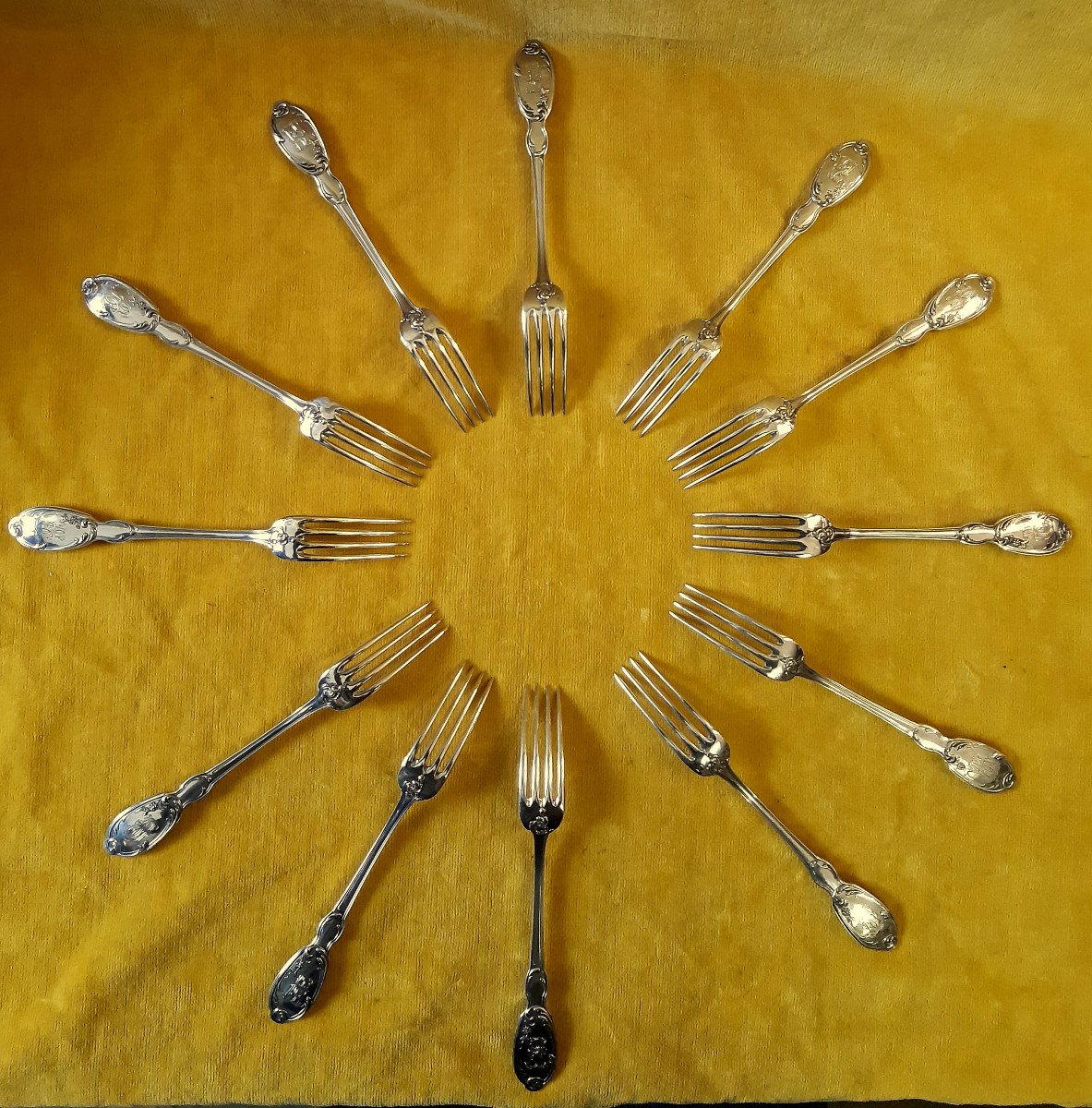 Cutlery Set 12 Forks 12 Spoons Silver Goldsmith Paul Canaux 1889-1911-photo-2