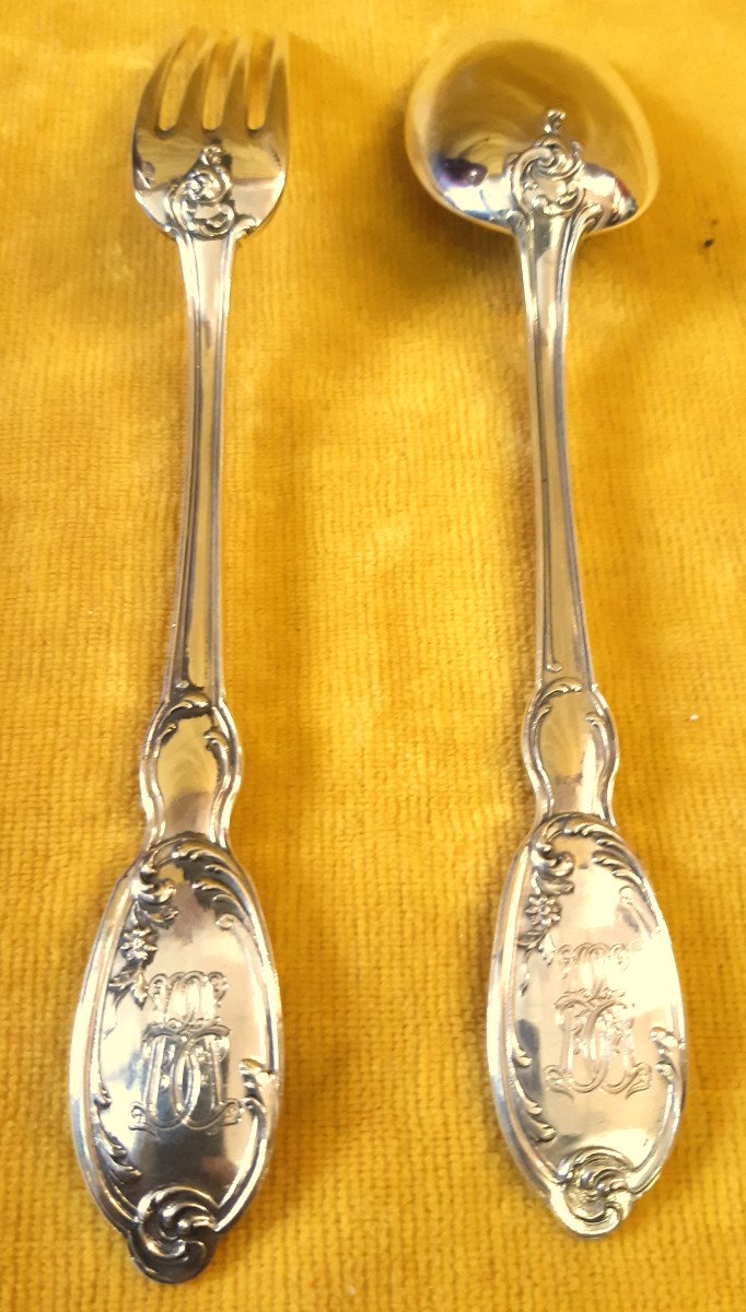 Cutlery Set 12 Forks 12 Spoons Silver Goldsmith Paul Canaux 1889-1911-photo-2