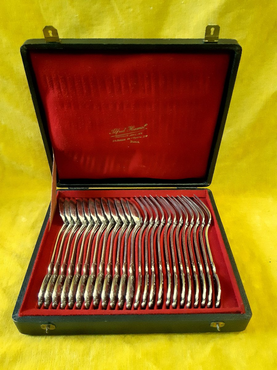 Cutlery Set 12 Forks 12 Spoons Silver Goldsmith Paul Canaux 1889-1911-photo-6