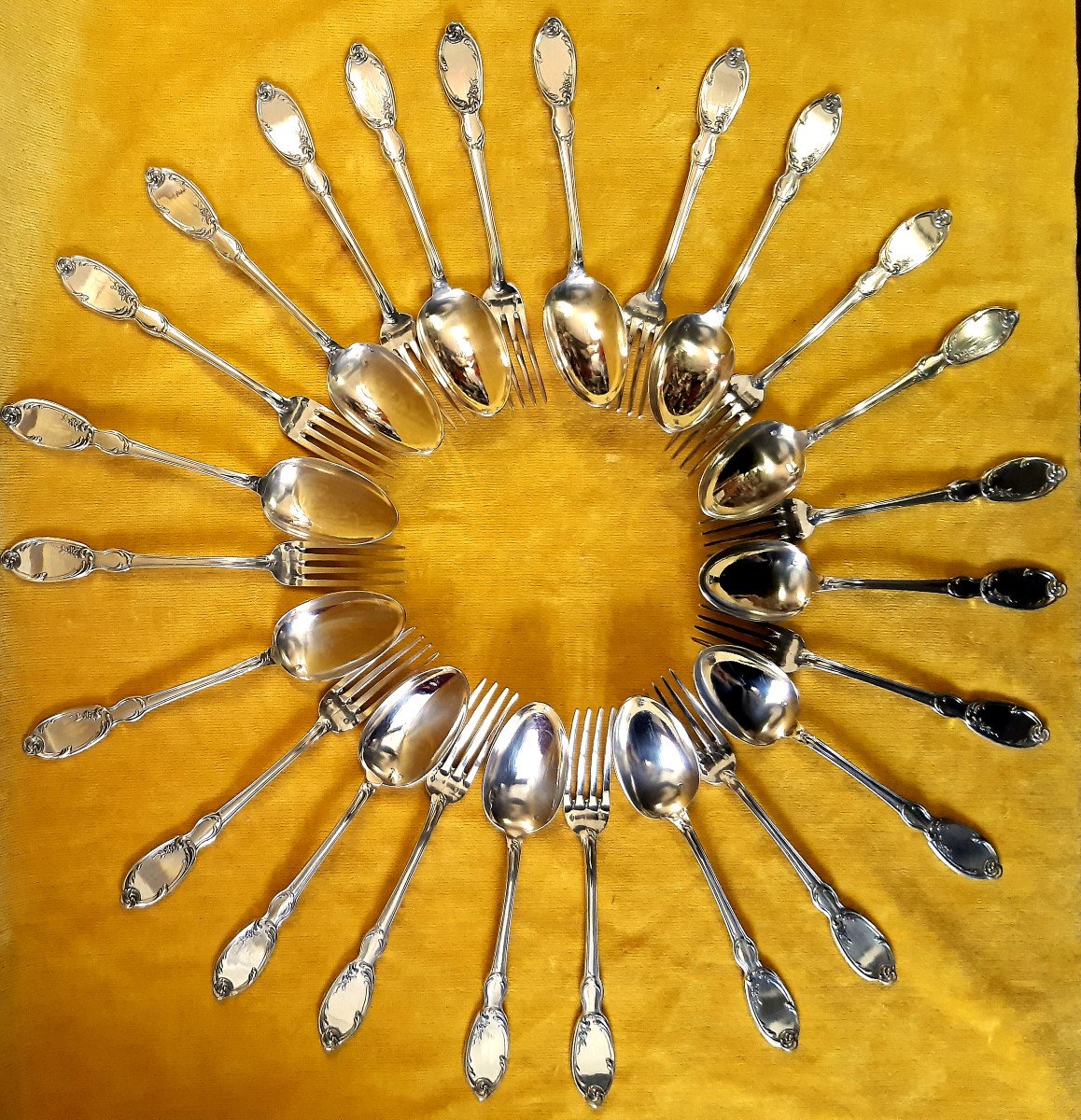 Cutlery Set 12 Forks 12 Spoons Silver Goldsmith Paul Canaux 1889-1911