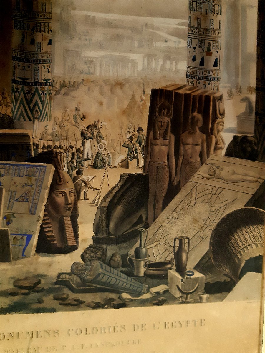 Lithographie Frontispice «Fac-Similé des Monument Coloriés de L’Egypte»1825 Campagne Napoléon -photo-1