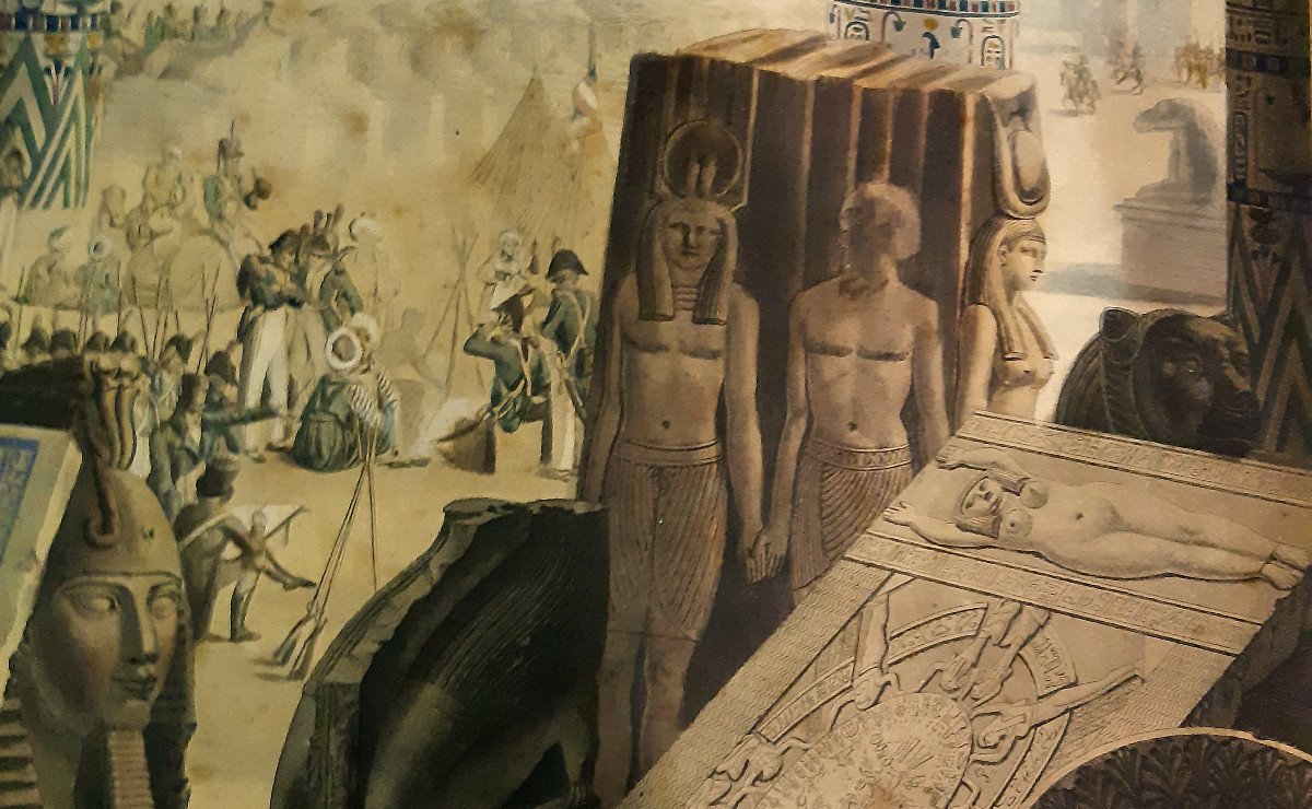 Lithographie Frontispice «Fac-Similé des Monument Coloriés de L’Egypte»1825 Campagne Napoléon -photo-6