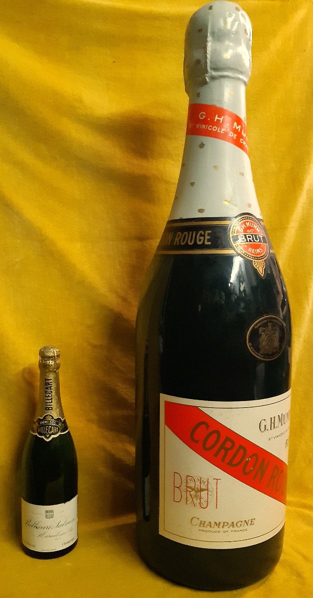 Pub Déco Bouteille Champagne Reims Cordon Rouge Mumm Fournisseur Reine ElisabethII Factice 82cm-photo-2