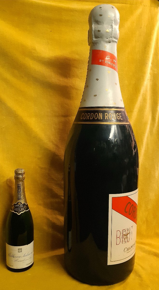 Pub Déco Bouteille Champagne Reims Cordon Rouge Mumm Fournisseur Reine ElisabethII Factice 82cm-photo-3