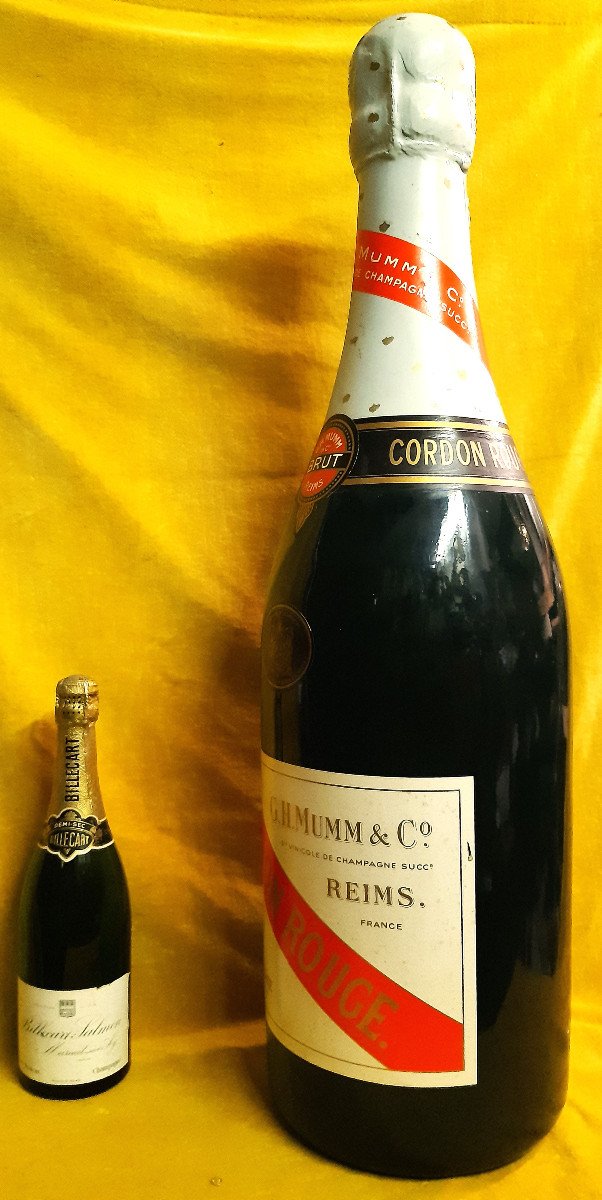 Pub Déco Bouteille Champagne Reims Cordon Rouge Mumm Fournisseur Reine ElisabethII Factice 82cm-photo-1