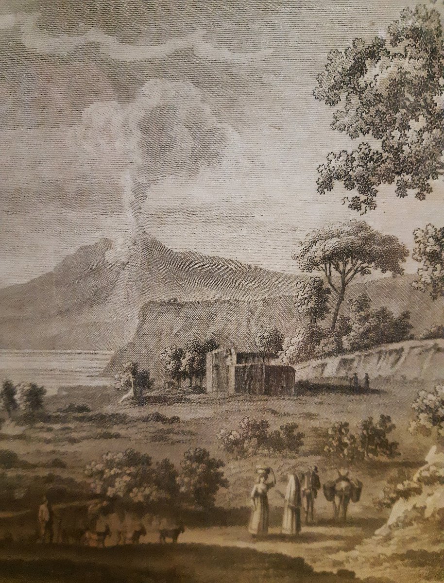 Paire Eau Fortes Gravures Avec Vue Du Vésuve En Activité 1804 Vicenzo ALOJA (1769-1834)-photo-4