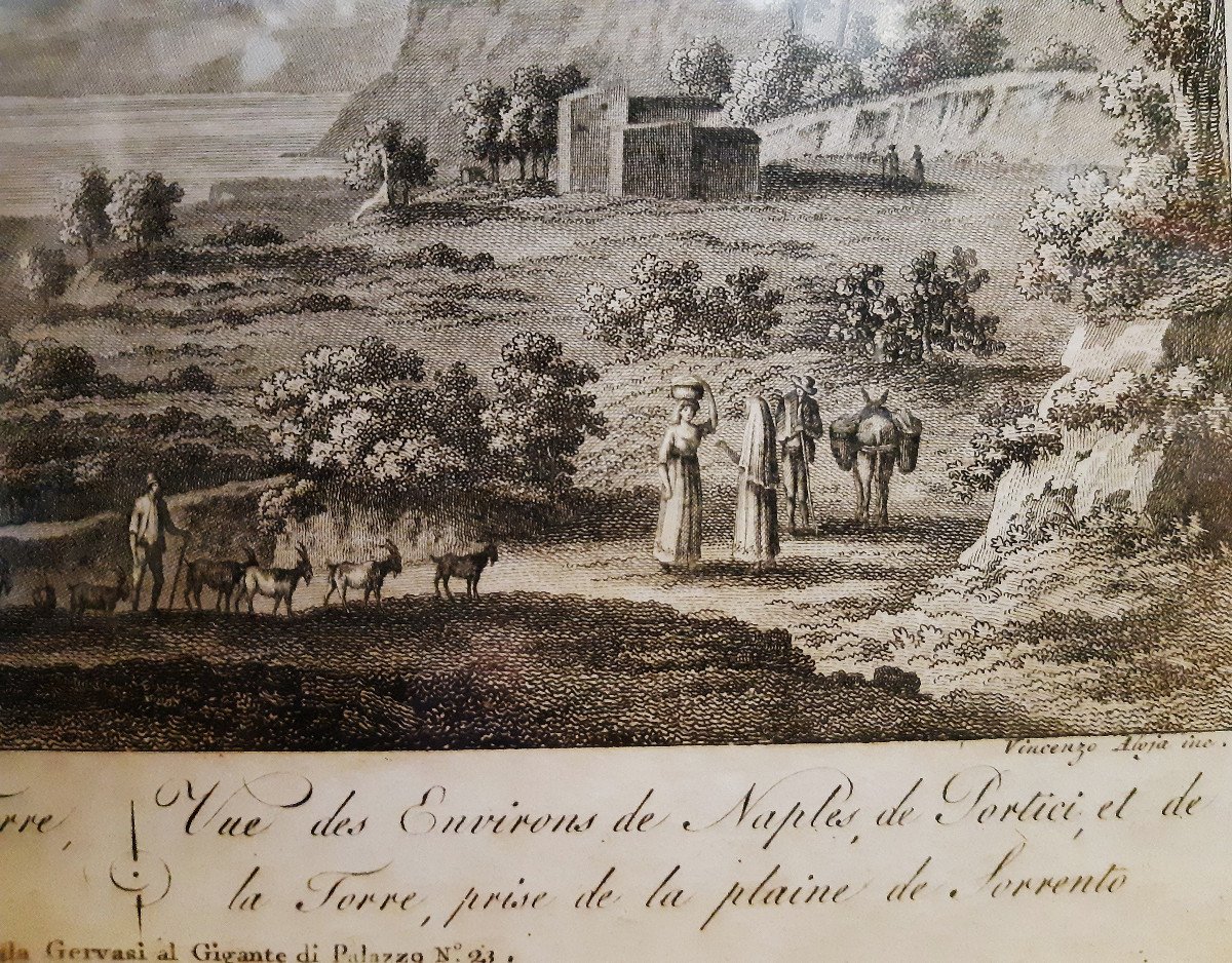 Paire Eau Fortes Gravures Avec Vue Du Vésuve En Activité 1804 Vicenzo ALOJA (1769-1834)-photo-1