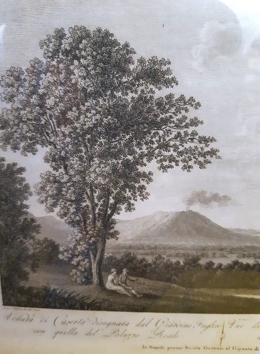 Paire Eau Fortes Gravures Avec Vue Du Vésuve En Activité 1804 Vicenzo ALOJA (1769-1834)-photo-4