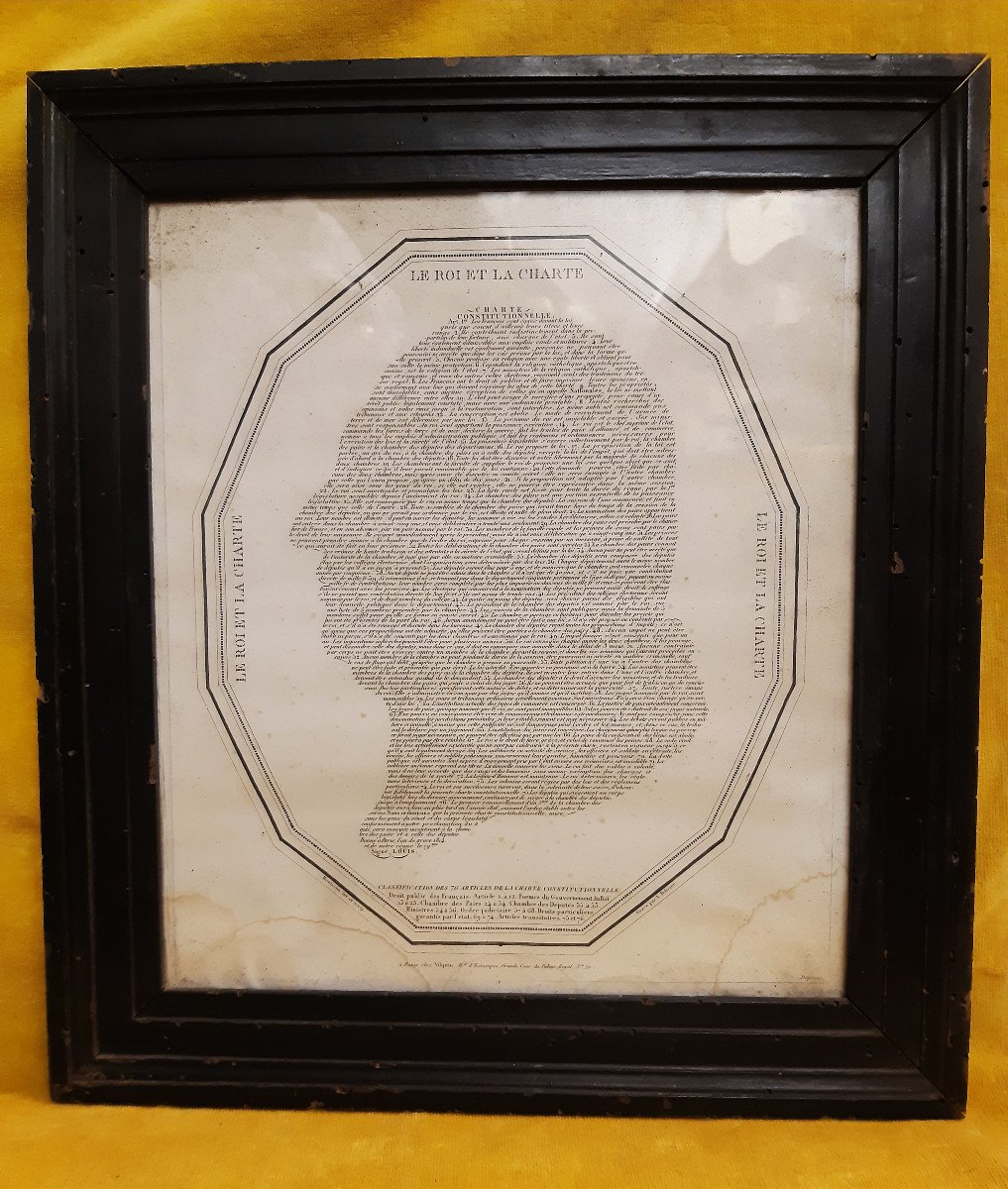 Engraving Calligram Profile King Lxviii 76 Articles Of The Constitutional Charter Of 1814