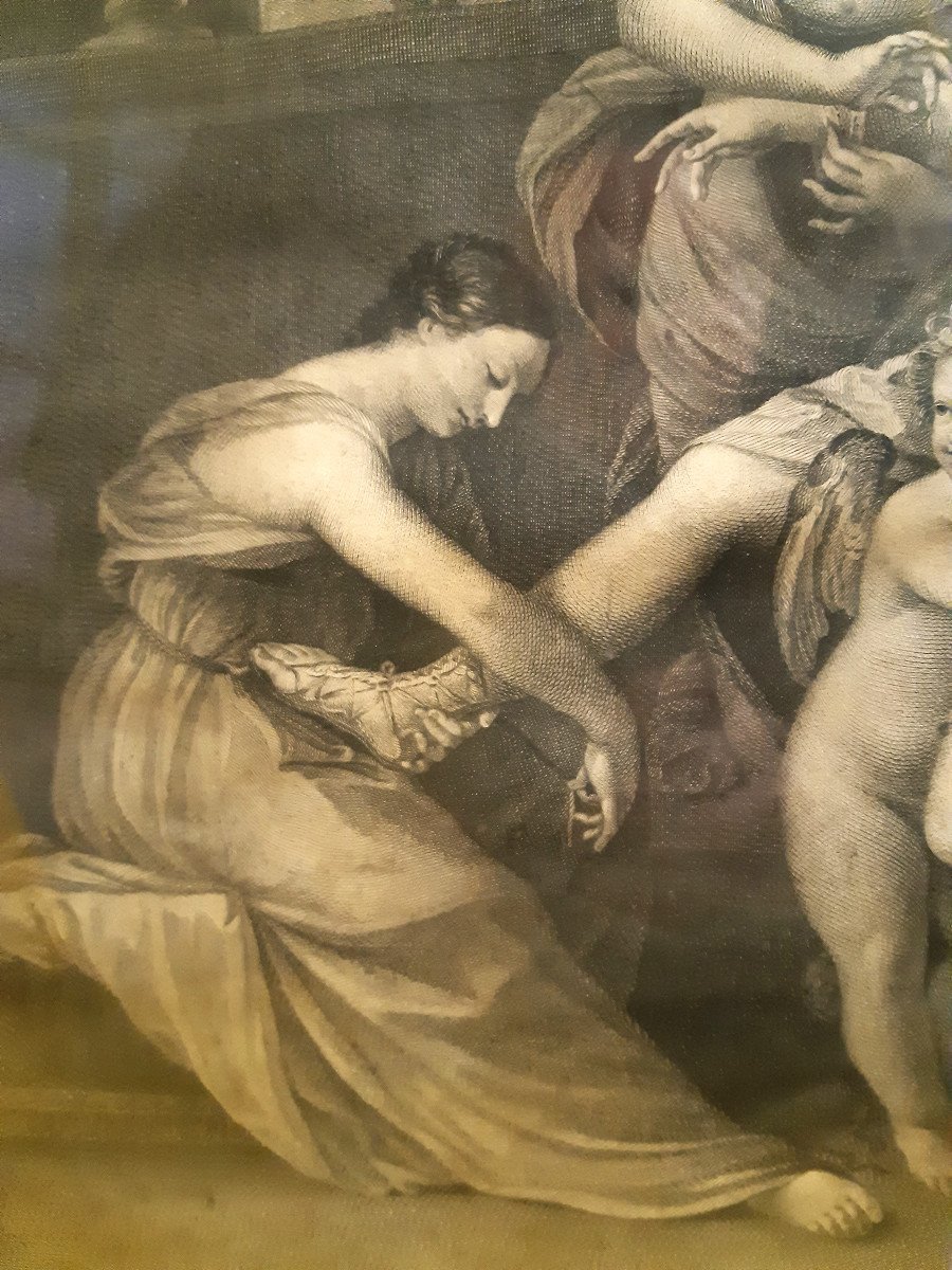 Gravure " Vénus Parée Par Les Graces " de 1773 d’une Peinture de Guido RENI (1575-1642)-photo-3