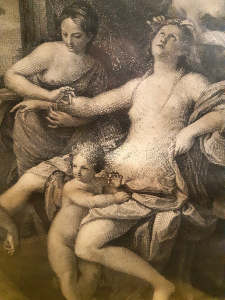 Gravure " Vénus Parée Par Les Graces " de 1773 d’une Peinture de Guido RENI (1575-1642)-photo-4