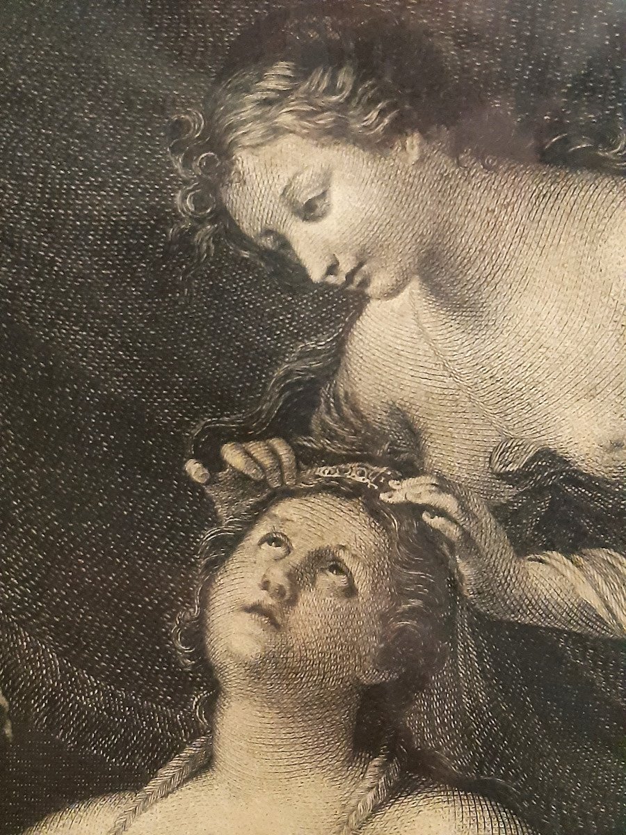 Gravure " Vénus Parée Par Les Graces " de 1773 d’une Peinture de Guido RENI (1575-1642)-photo-5