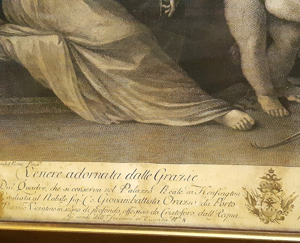 Gravure " Vénus Parée Par Les Graces " de 1773 d’une Peinture de Guido RENI (1575-1642)-photo-6
