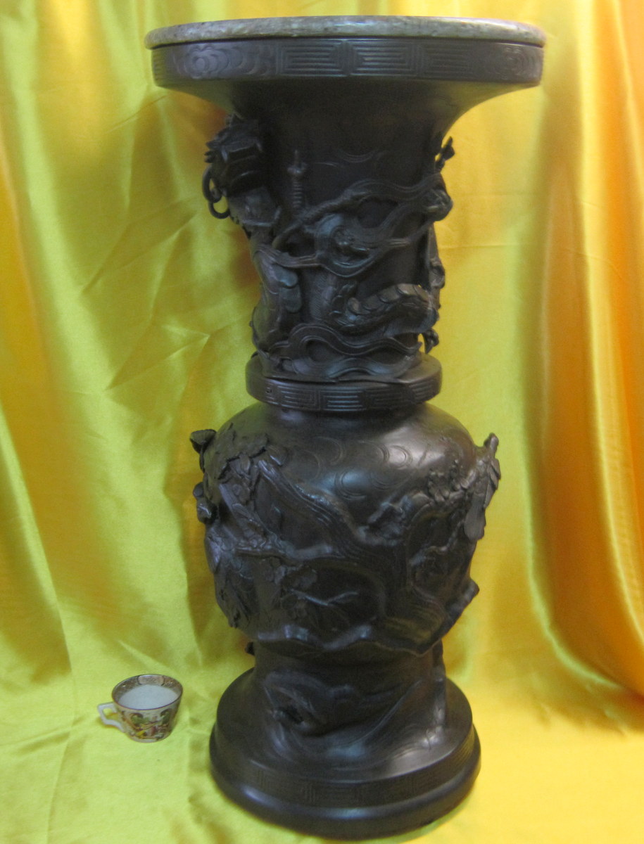 Very Large Bronze Vase Selette Imperial Japan Meiji 19th-photo-2